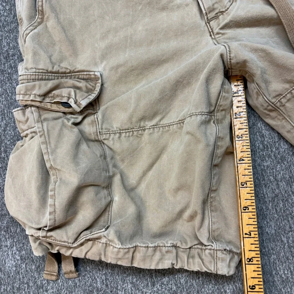 Abercrombie and Fitch Mens Cargo Shorts Tan Khaki Size 31 Drawstring Utility 33W